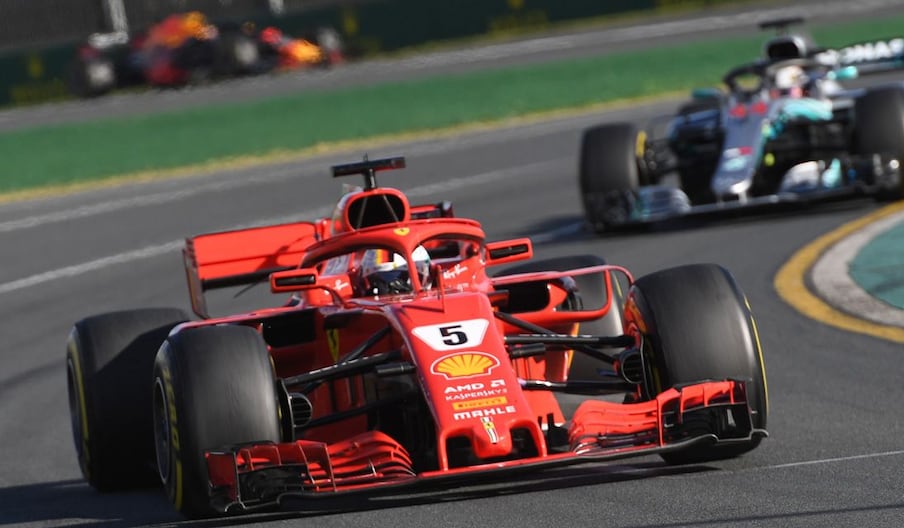 L'Allemand Sebastian Vettel (Ferrari) remporte le GP d'Australie ouvrant la saison de F1, le 25 mars 2018 à Melbourne.