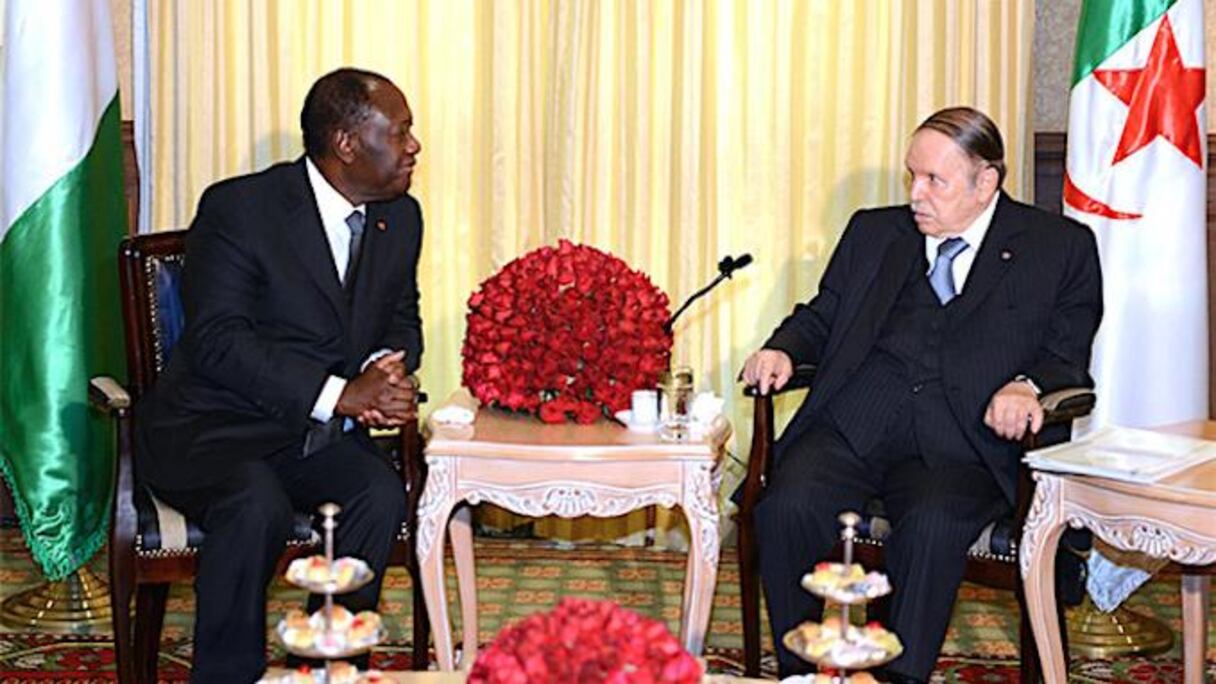 Alassane Ouattara, président de la Côte d'Ivoire, reçu en audience par Abdelaziz Bouteflika.