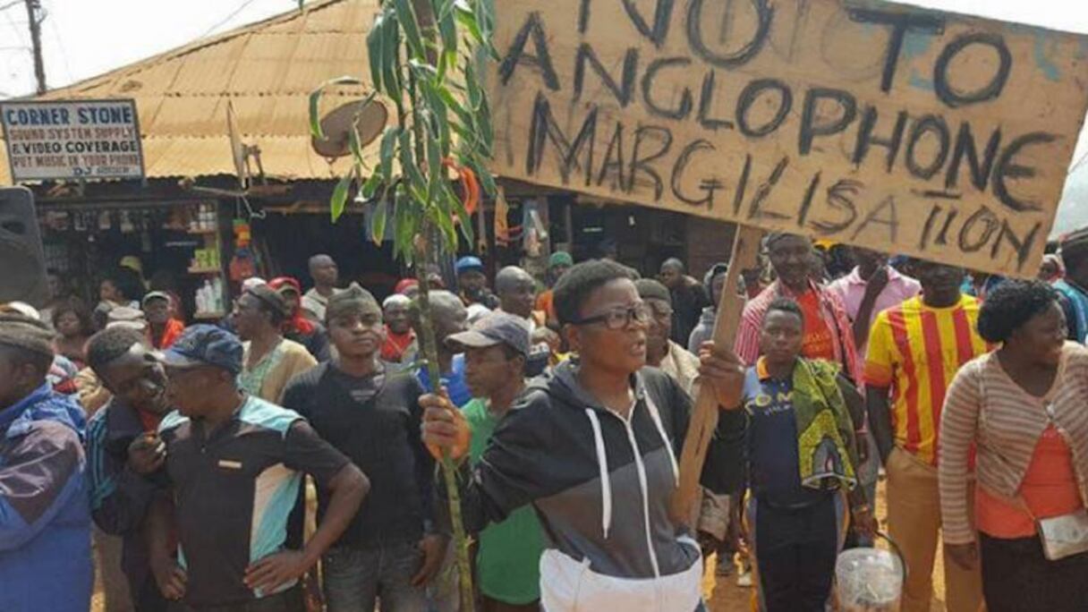 "Non à la marginalisation des anglophgones", lors d'une manifestation pour la défense de leur droit.