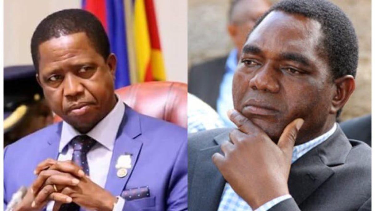 Edgar Lungu, 64 ans et son rival de toujours Hakainde Hichilema.