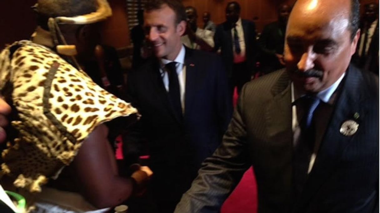 SM Tchiffi Zié en compagnie de ses homologues français Emmanuel Macron et mauritanien Mohamed Ould Abdel Aziz.