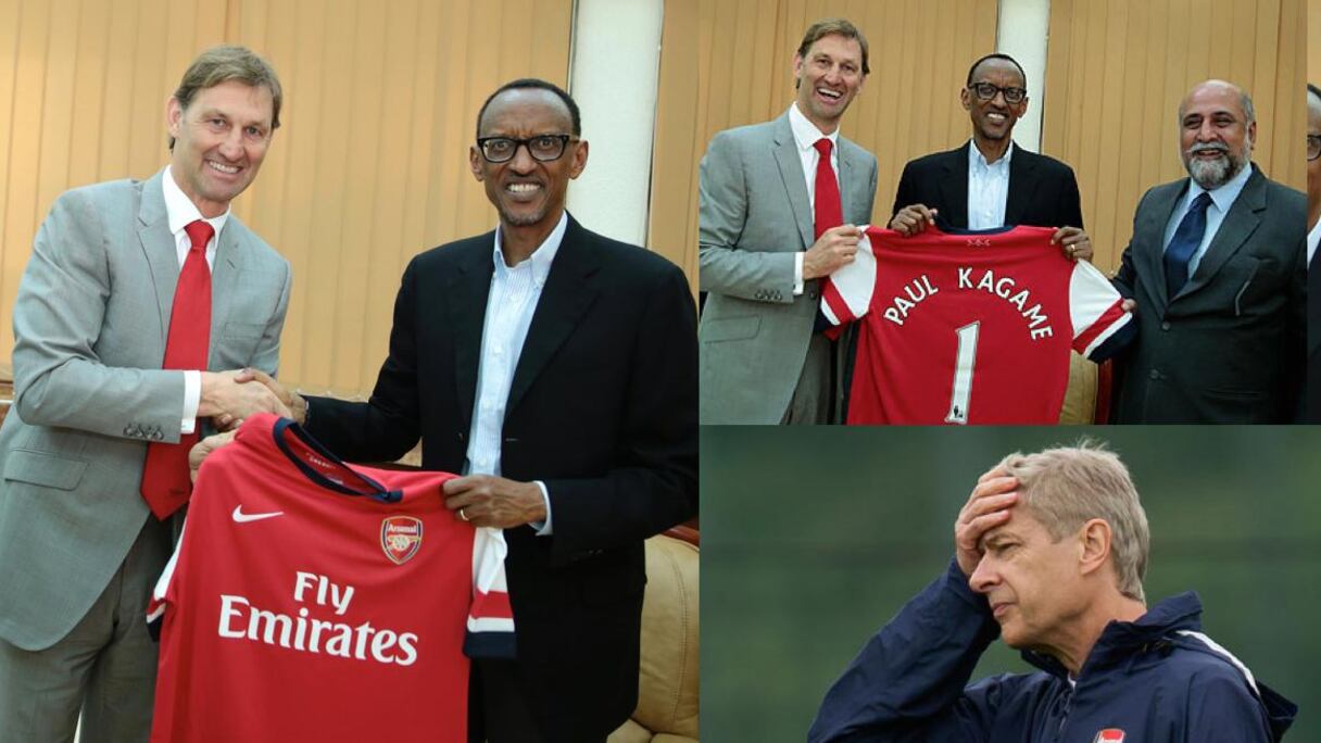 Paul Kagamé, président du Rwanda, et Tony Adams d'Arsenal.