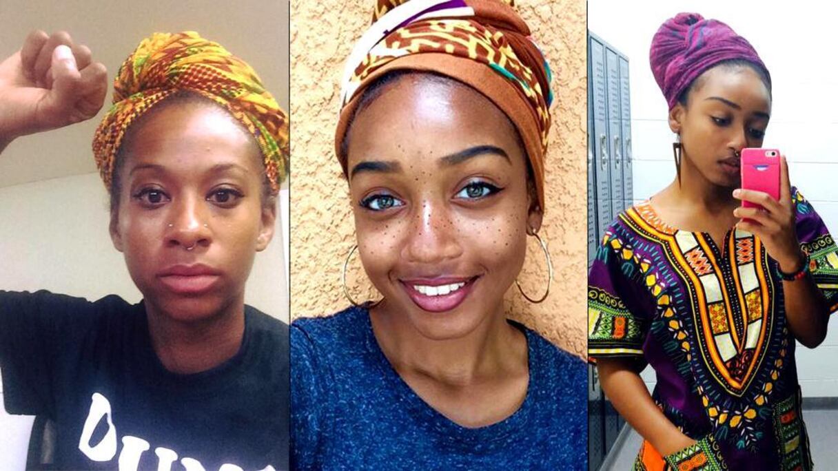 Liu Montsho Kwayera, l'une des leaders du mouvement "Black Girls Wrap Wednesday", les filles noires sont en foulard le mercredi