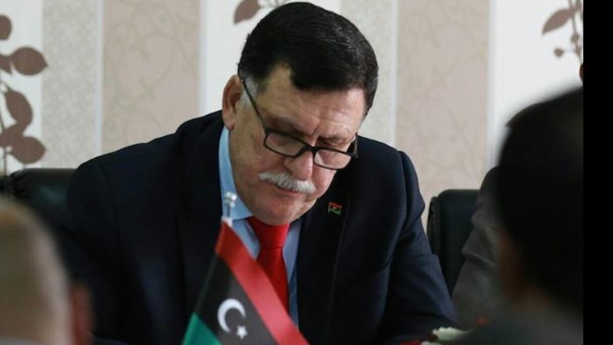 Fayez al-Sarraj, chef du gouvernement d’union nationale libyen, le 3 avril 2016 à Tripoli
© AFP MAHMUD TURKIA