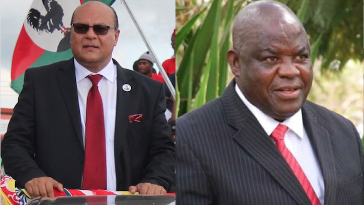 Sidik Mia, ministre des Transports, et Lingson Belekanyama, ministre des Administrations locales.