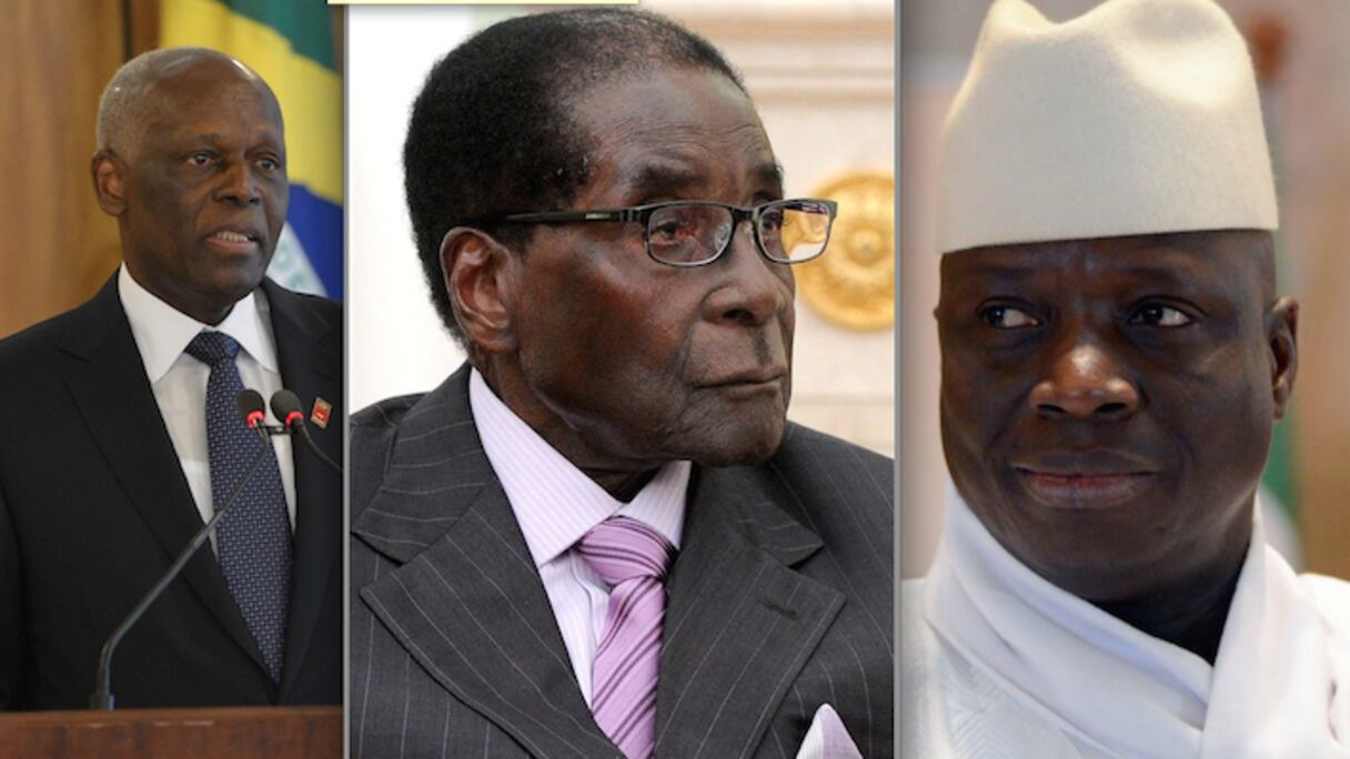 Les ex-présidents Dos Santos (Angola), Mugabe (Zimbabwe) et Jammeh (Gambie).