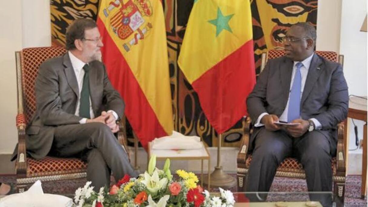 Le président sénégalais, Macky Sall, recevant le Chef du gouvernement espagnol, Mariano Rajoy.