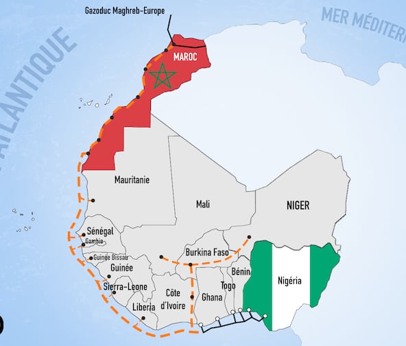 Tracé du gazoduc Africain-Atlantique