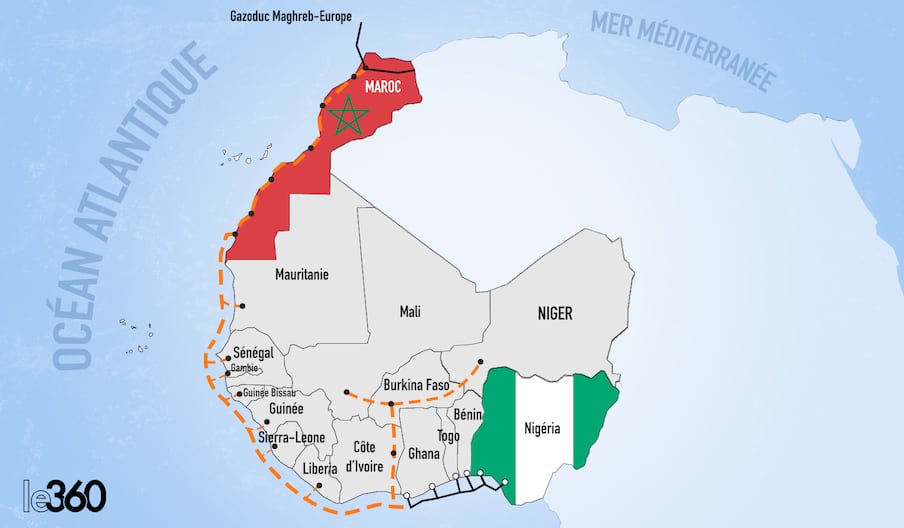 Tracé du gazoduc Africain-Atlantique