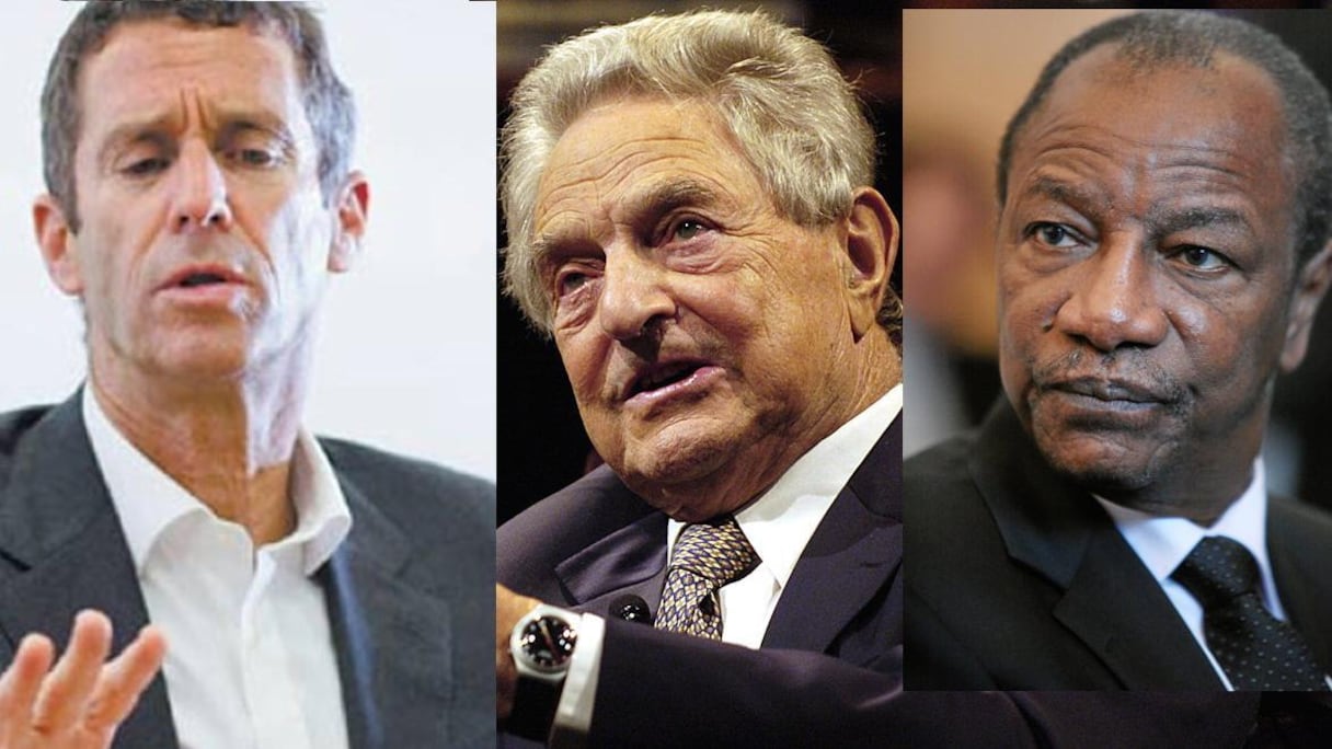 Beny Steinmetz (à gauche) vient de porter plainte contre Georges Soros (au milieu) concernant la rupture du contrat d'exploitation de la mine de Simandou.