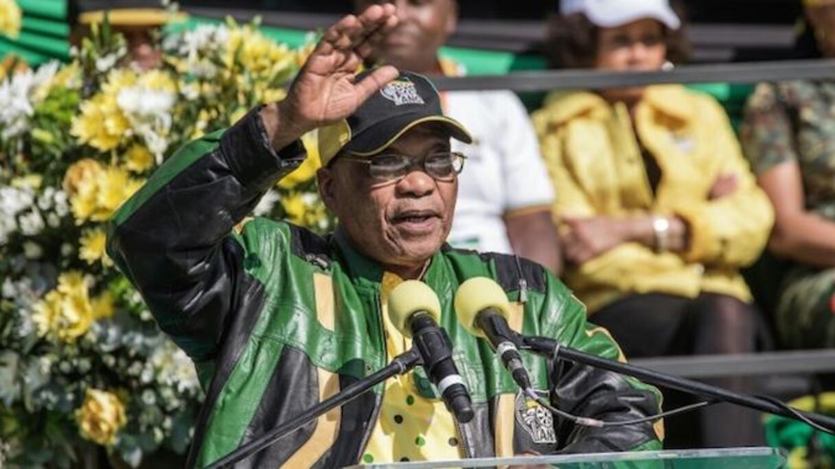 Jacob Zuma, président de l'Afrique du Sud, à la clôture d'une campagne électorale indécise.