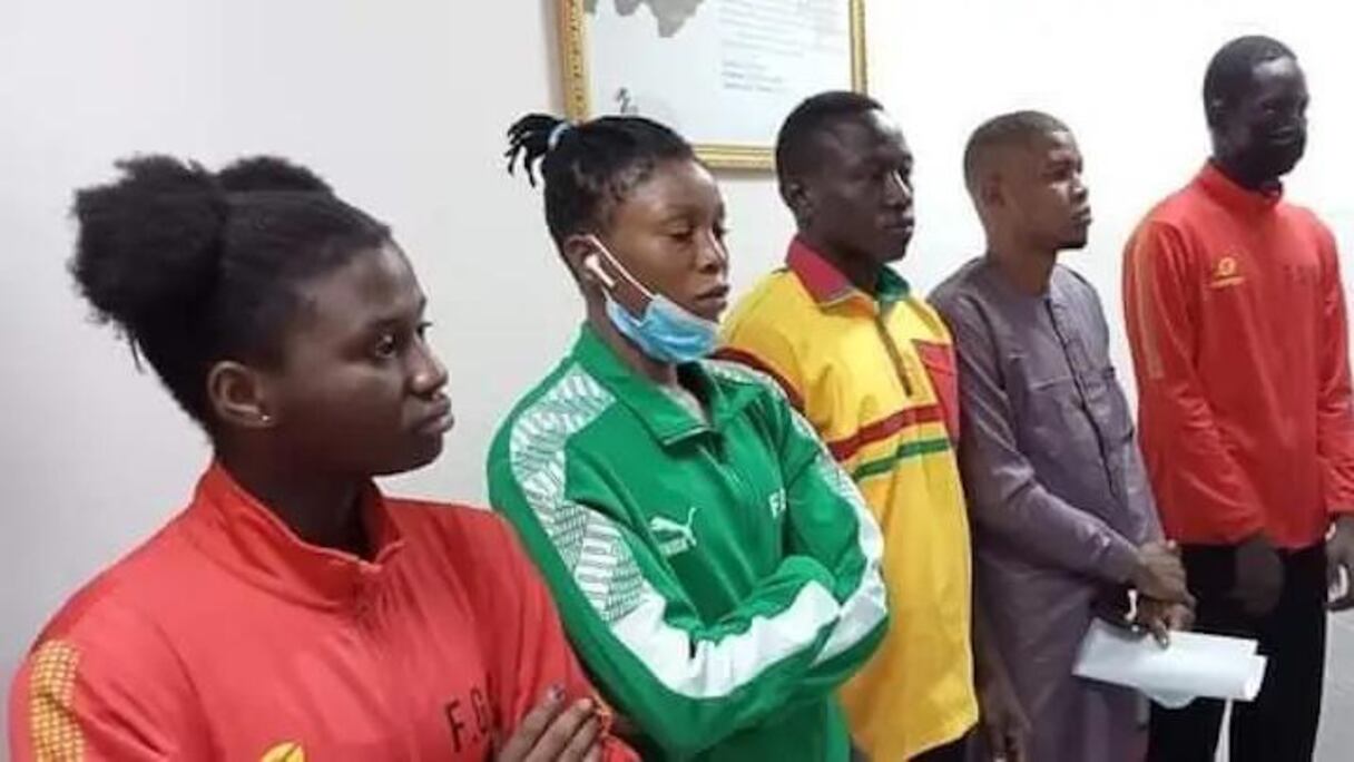 Les cing athlètes guinéens qui devaient se rendre à Tokyo.