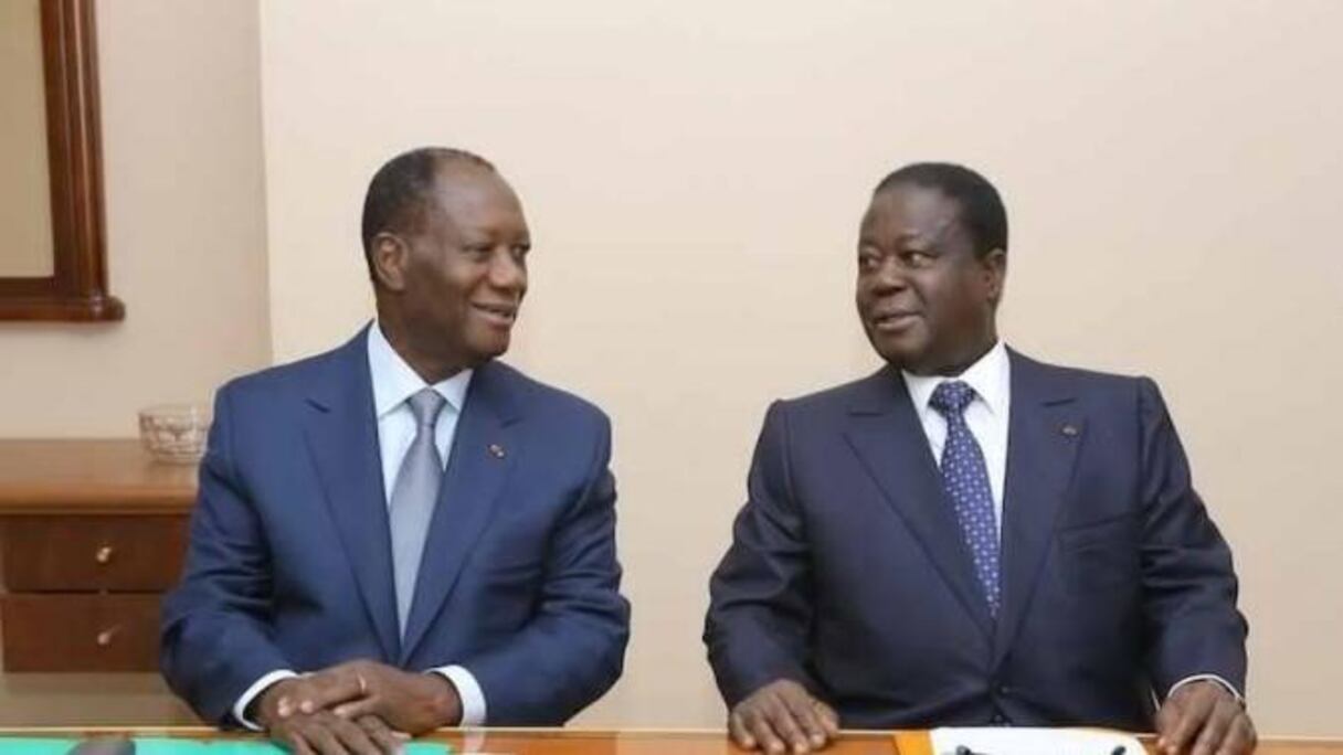 Le président sortant Alassane Ouattara et l'ancien président Konan Bédié.