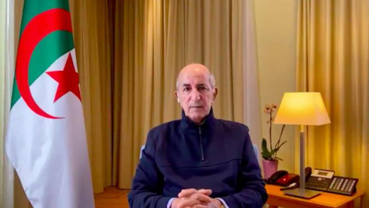 Le président Tebboune qui s'exprimait très affaibli, dans une vidéo enregistée en Allemagne et diffusée le 13 décembre 2020.
