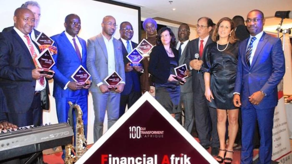 Les lauréats des trophées des Financial Afrik Awards de l'édition 2019 à Abidjan, en Côte d'Ivoire.