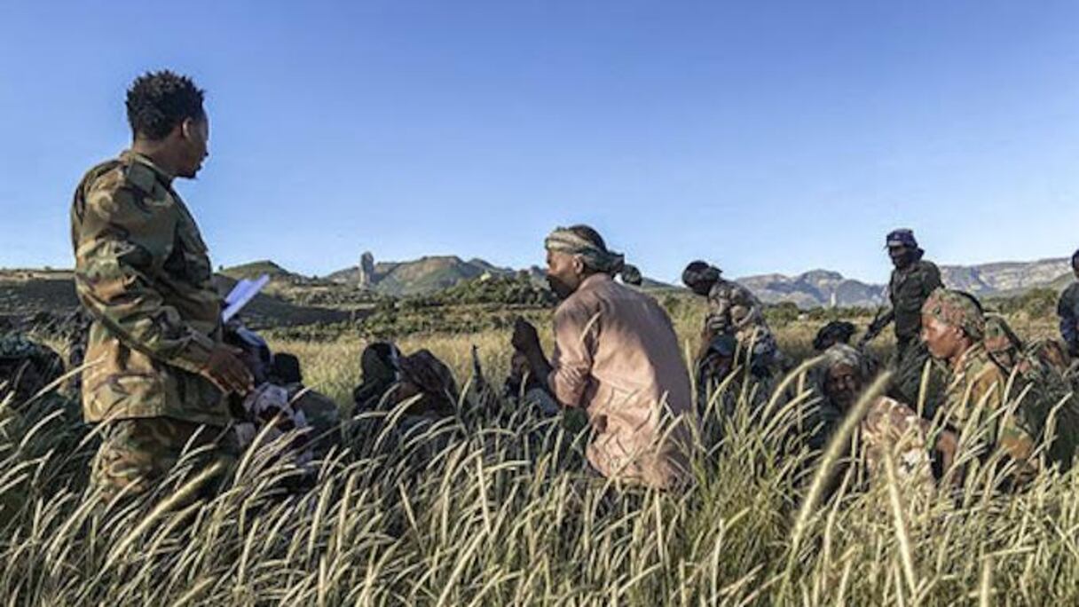 Les hommes de la milice Amhara, qui combattent aux côtés des forces fédérales et régionales contre la région nord du Tigré.