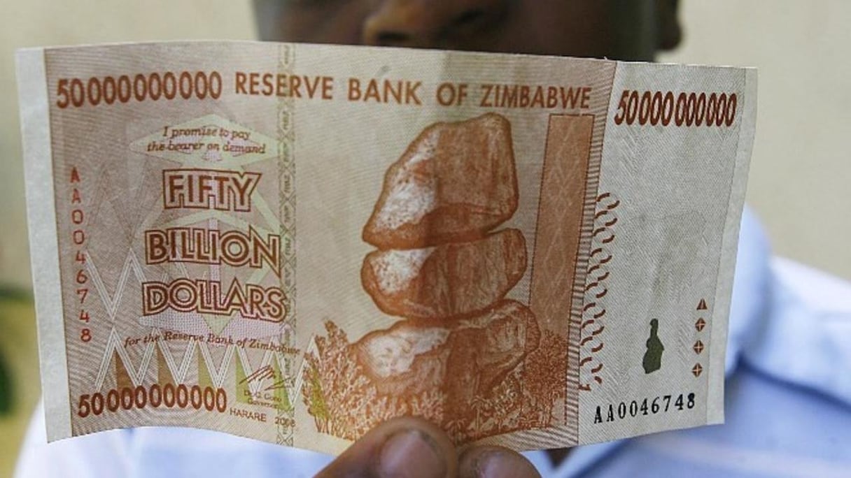 Un billet de cinquante milliards de dollars zimbabwéens (50.000.000.000).