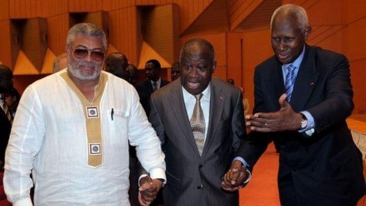 Abdou Diouf, Laurent Gbagbo, Jerry Rawlings: trois ex-chefs d'Etat, respectivement du Sénégal, de Côte d'Ivoire et du Ghana.