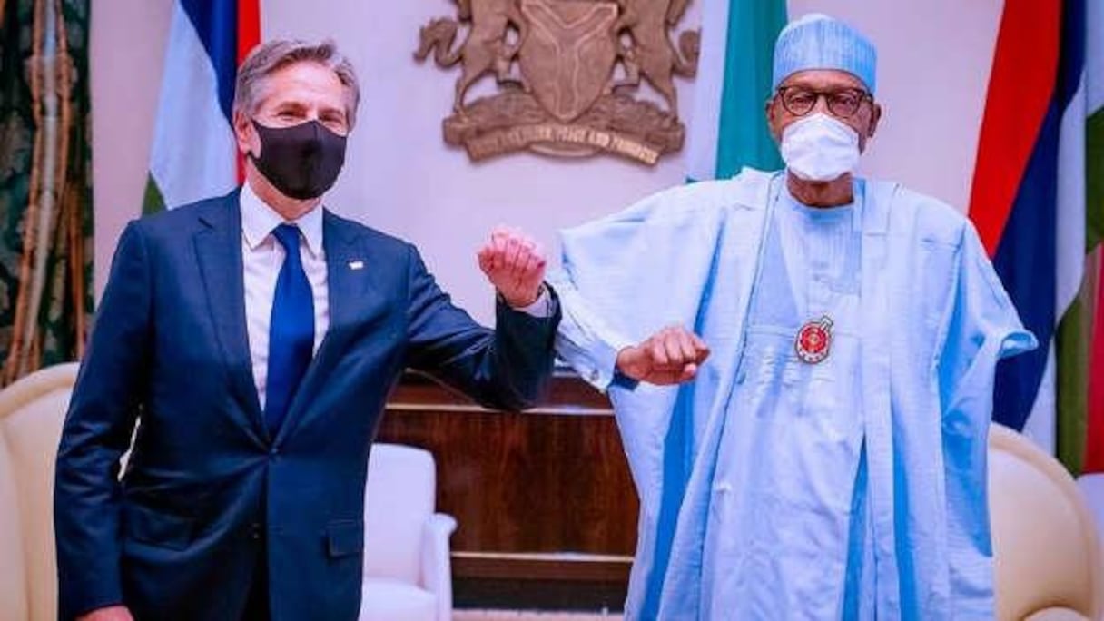 Le secrétaire d'Etat américain Antony Blinken et le président nigérian Muhammadu Buhari.