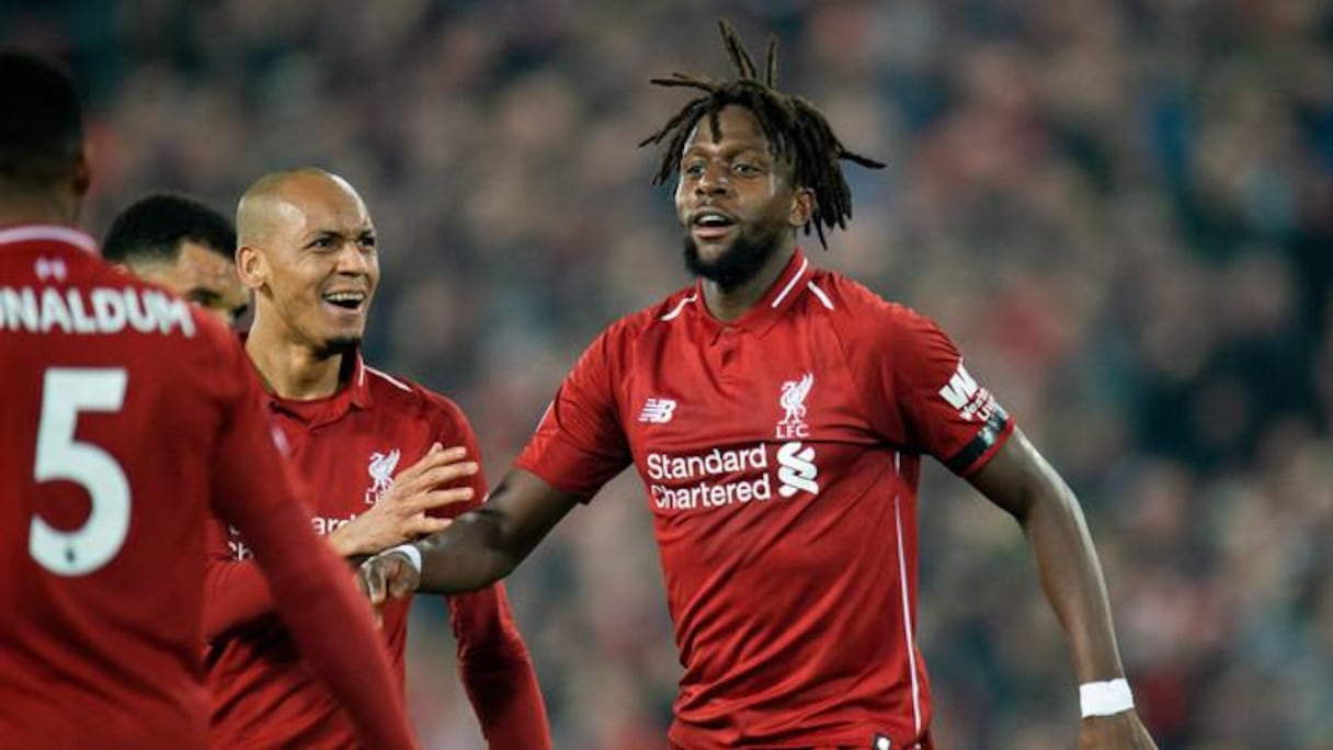 Divock Origi, l'attaquant belge d'origine kenyane de Liverpool Divock Origi.