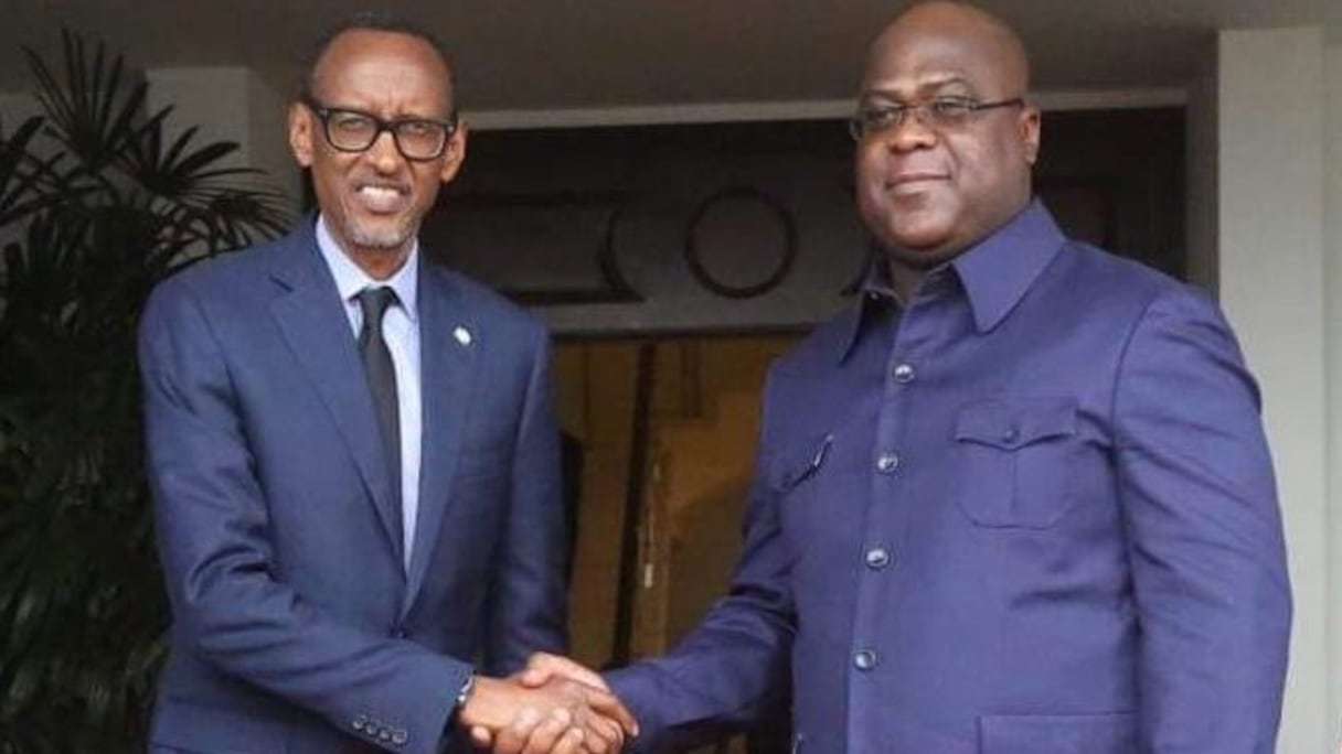 Les présidents Paul Kagame du Rwanda et Félix Tshisekedi de la RDC.