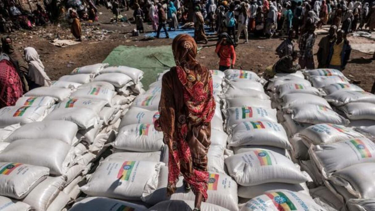 De l'aide humanitaire sur le point d'être distribuée au TIgré.