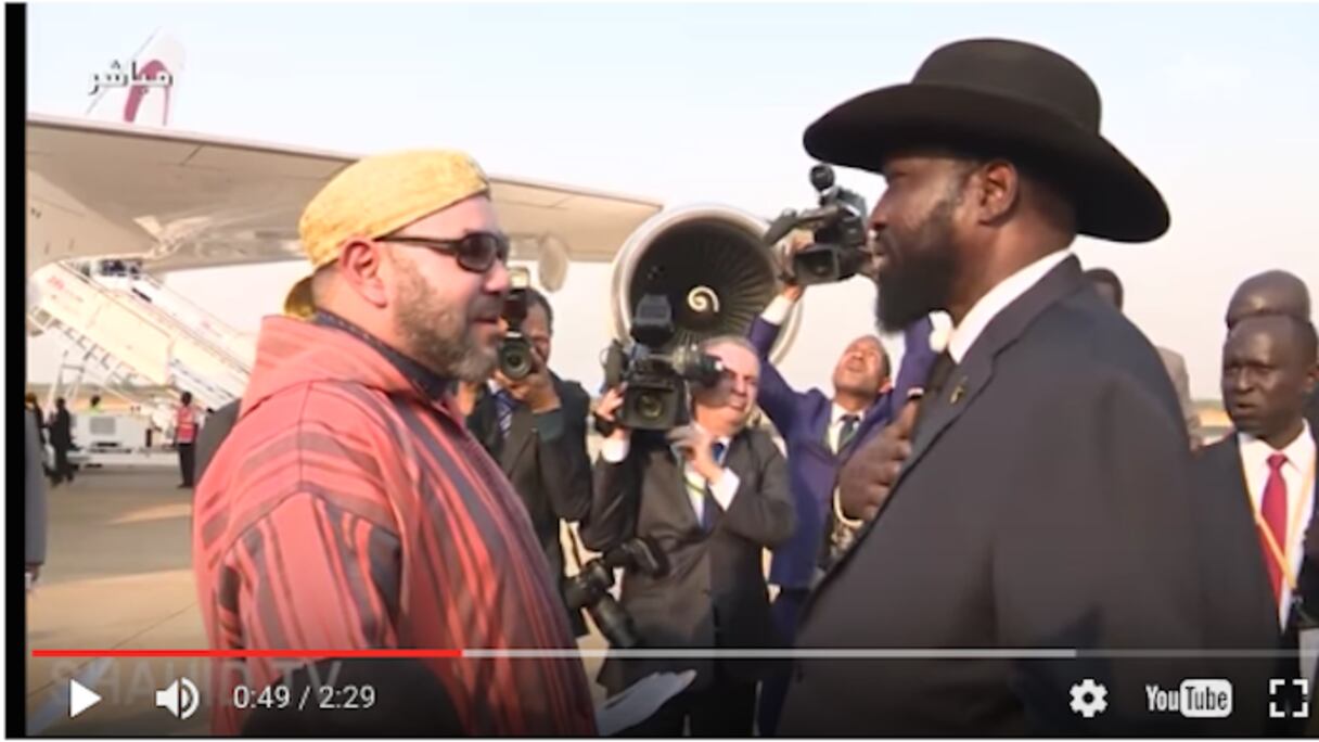 Mohammed VI, roi du Maroc, et le président du Soudan du Sud Salva Kiir Mayardit.