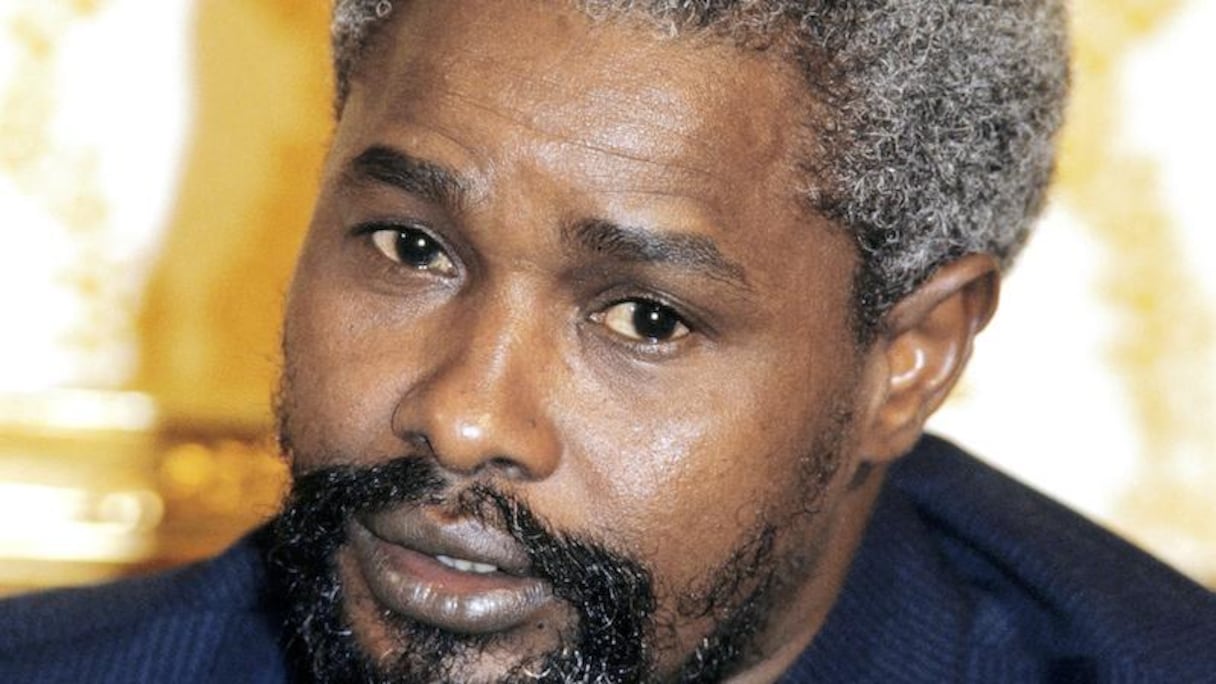 Hissène Habré, en 1986, lors d'un conférence à Brazzaville, au Congo.