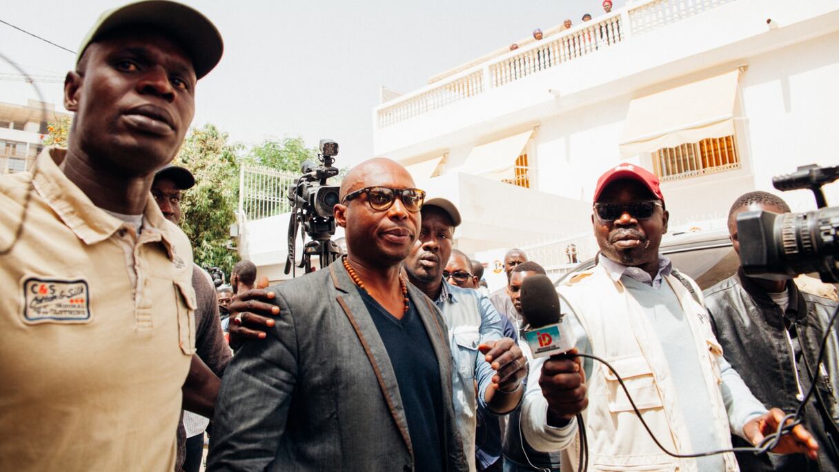 Barthelemy Dias face à des journalistes, en 2019.