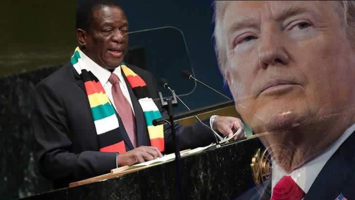 Les présidents Emmerson Mnangagwa (Zimbabwe) et Donald Trump (Etats-Unis).