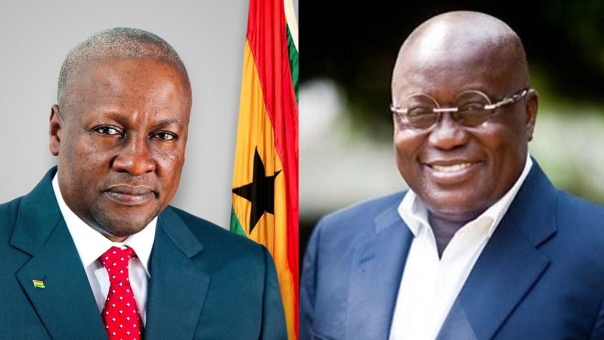 John Mahama, président sortant et Nana Akufo Addo, président élu du Ghana.