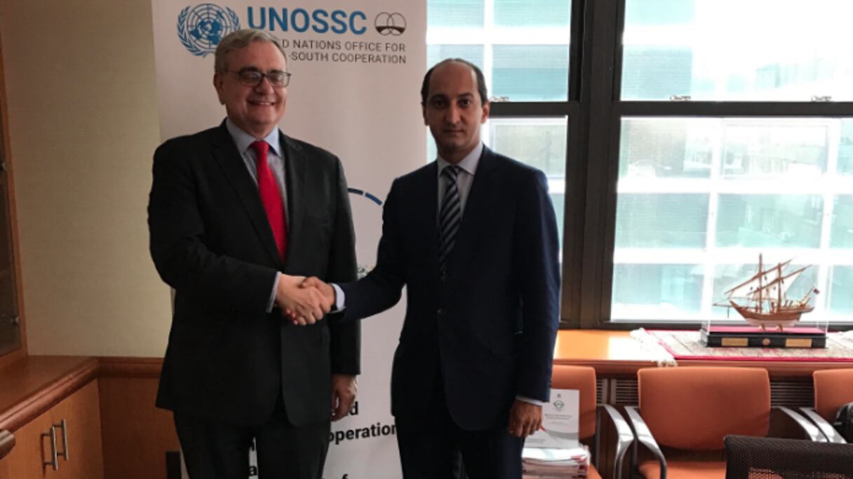 Mohamed Methqal, Ambassadeur, directeur général de l’Agence marocaine de coopération international (AMCI) et Jorge Chediek, Envoyé spécial du Secrétaire général de l’ONU chargé de la coopération Sud-Sud.