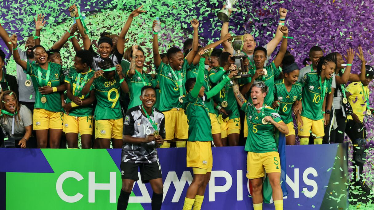 Les sud-africaines célébrant leur sacre, samedi 23 juillet 2022 à Rabat.