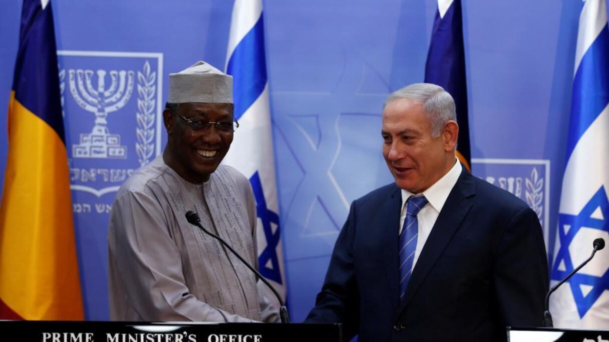 Idriss Déby Itno, président du Tchad, et Benjamin Netanyahu, premier ministre d'Israël.