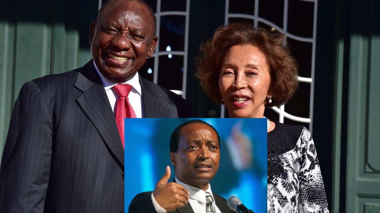 Le président Cyril Ramaphosa et la première dame sud-africaine Dr. Tshepo Motsepe- Ramaphosa. En médaillon, le Patrice Motsepe.