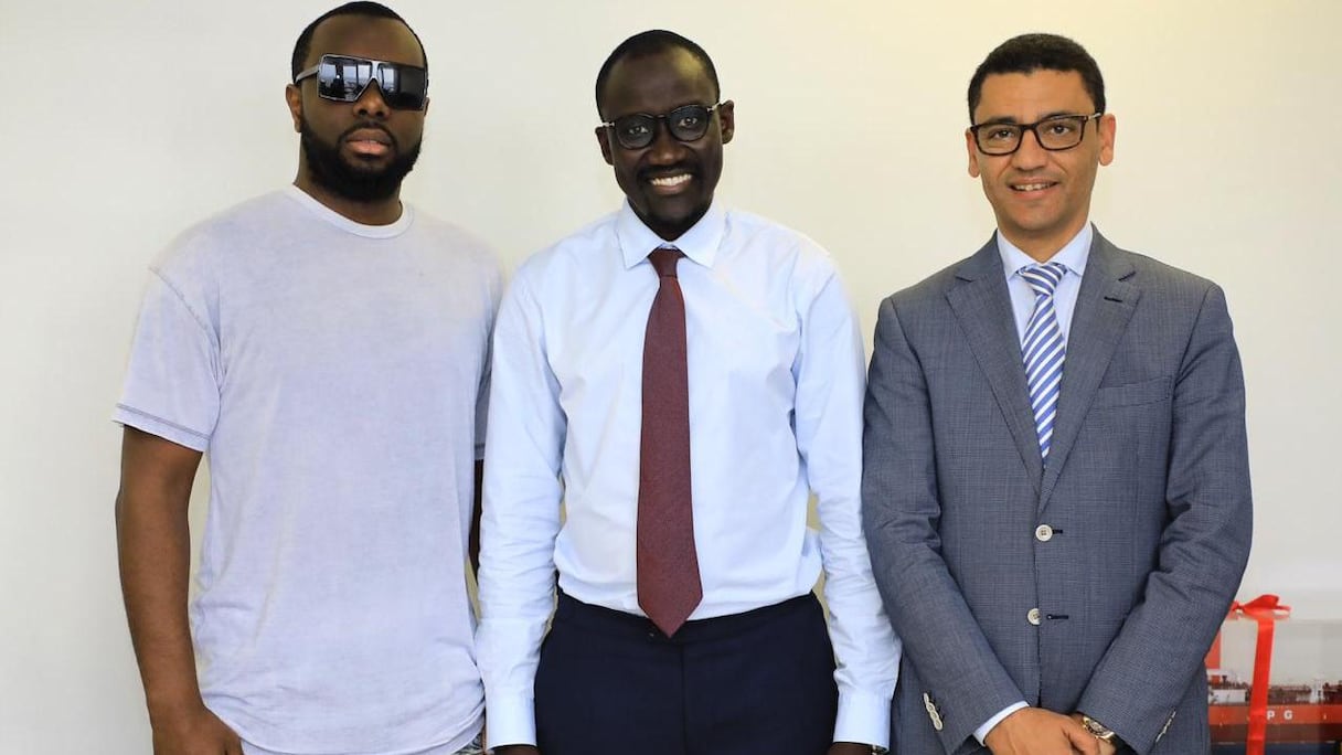 Maitre Gims, star de la musique, Abdourahmane Cissé, ministre du Pétrole, de l'énergie et des énergies renouvelables, Moulay Lakbir Alaoui Ismaili, PDG de Lamalif Group.