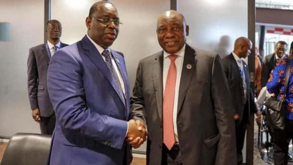 Les présidents Macky Sall (Sénégal) et Cyril Ramaphosa (Afrique du Sud).
