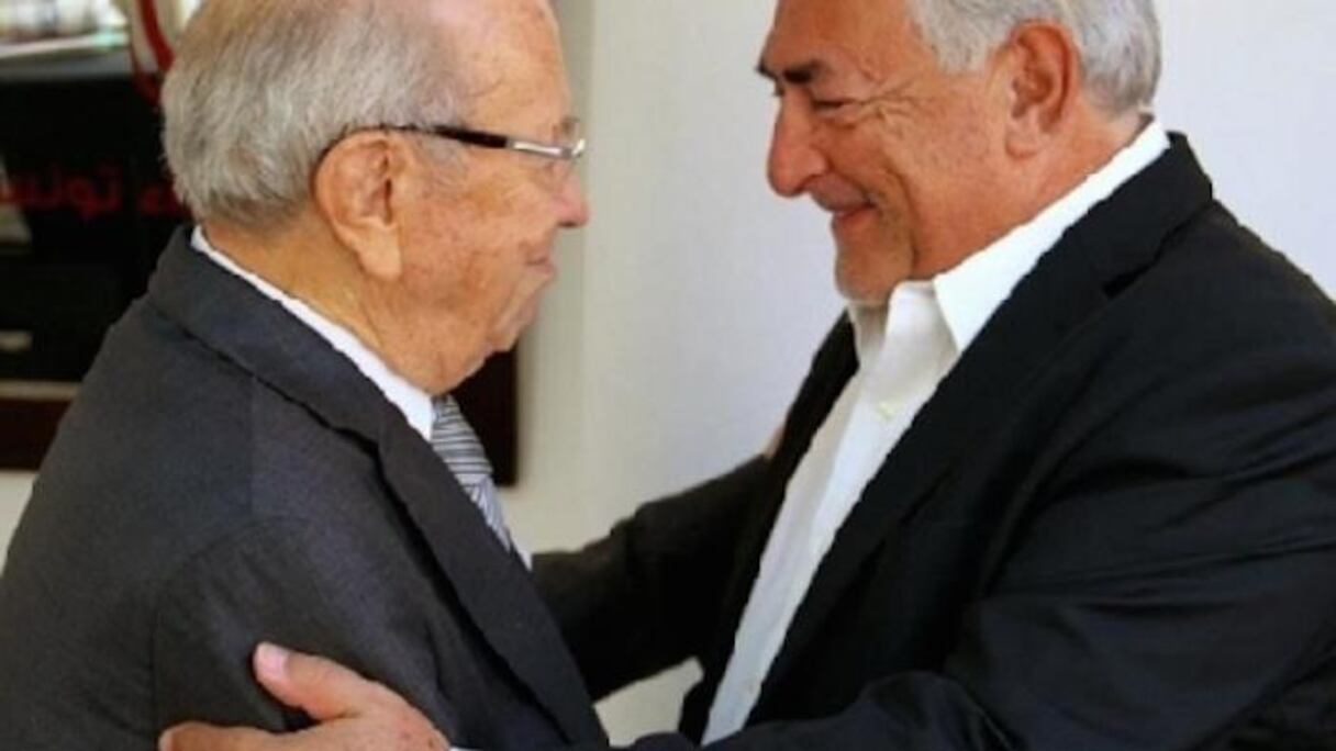 Dominique Strauss Khan et Béji Caïd Essebsi, président de la Tunisie.