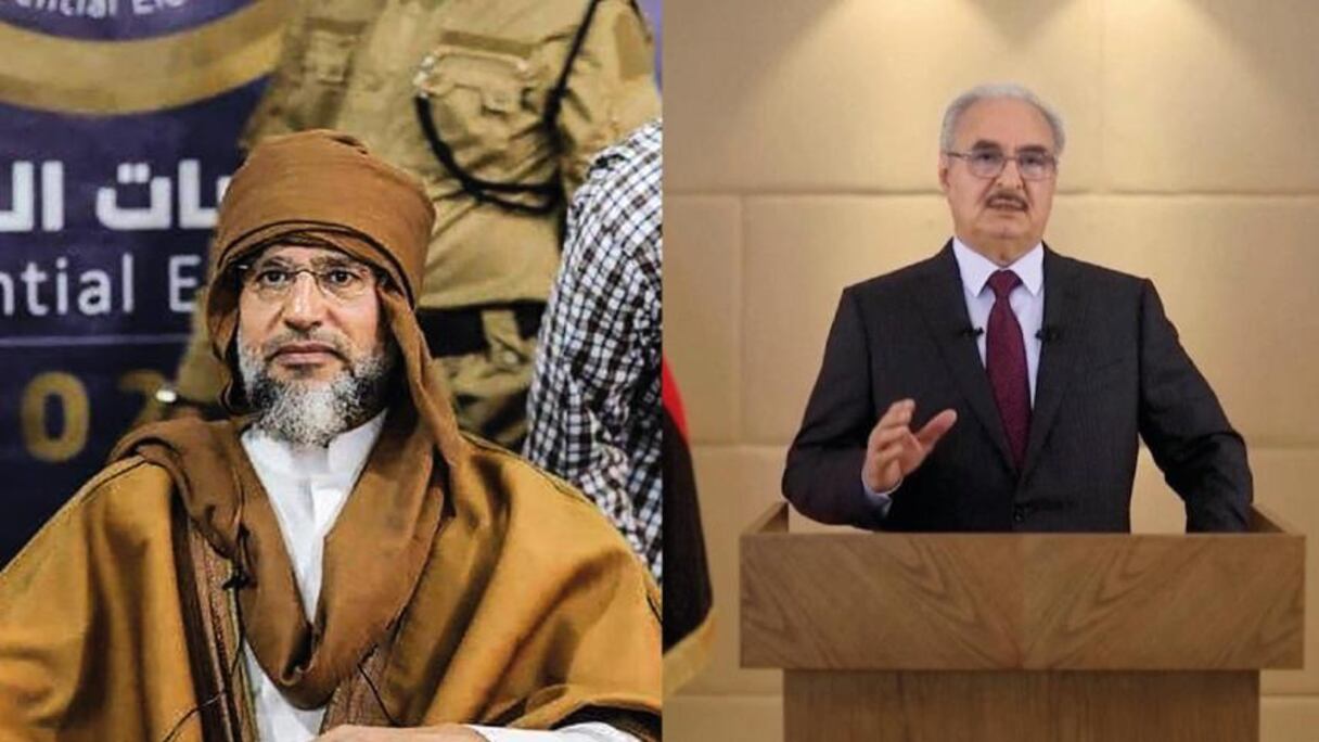 Seif al-Islam Kadhafi et Khalifa Haftar, deux des candidats à la présidentielle libyenne.