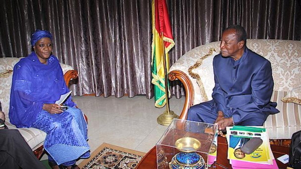 Zenab Hawa Bangoura, Sous-secrétaire des Nations Unies chargée de violences faites aux femmes et conflits, réu lors d'ue précédente visite par le président Alpha Condé.