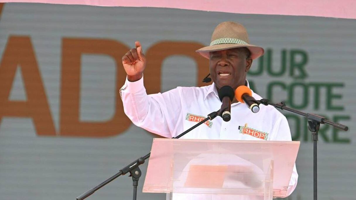 Alassane Dramane Ouattara en campagne pour un 3e mandat.