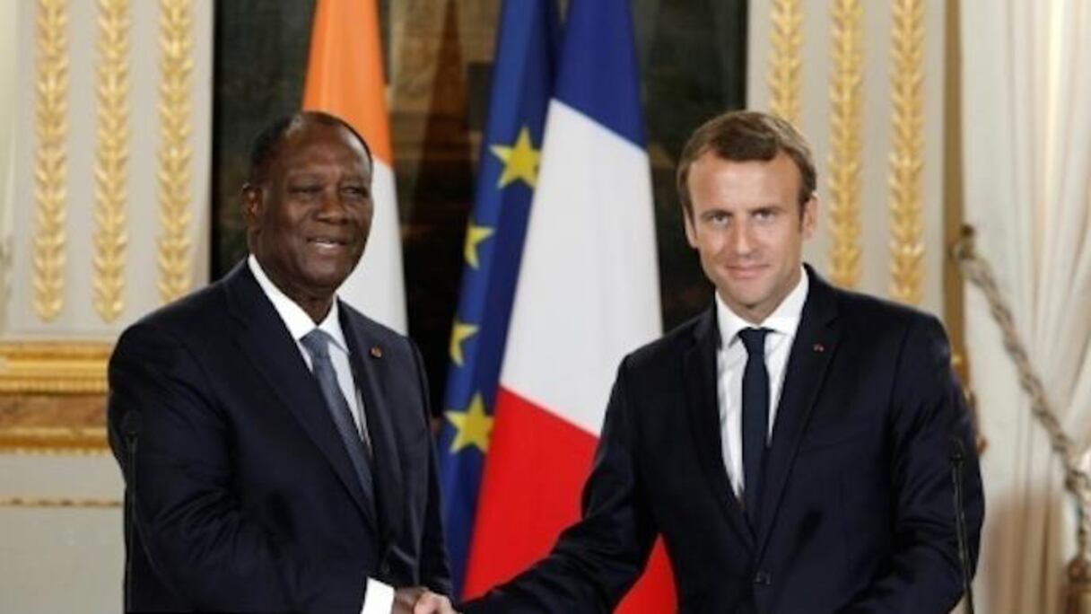 Le président ivoirien Alassane Ouattara, et son homologue français Emmanuel Macron.