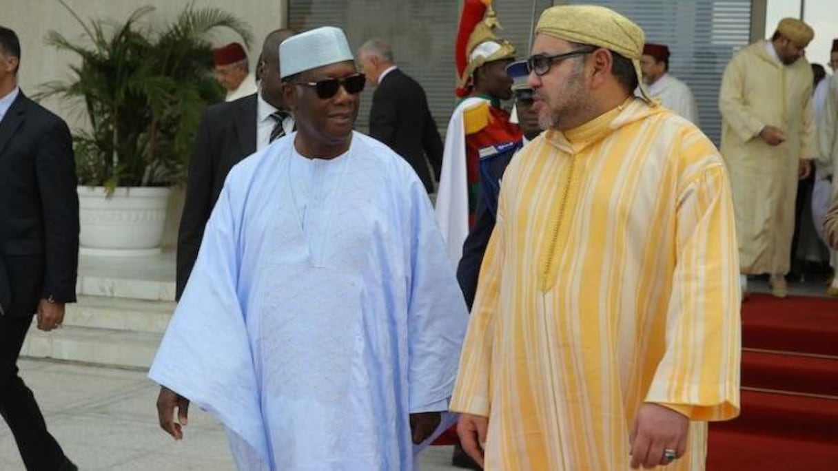 Alassane Ouattara, président de la Côte d'Ivoire et Mohammed VI, roi du Maroc.