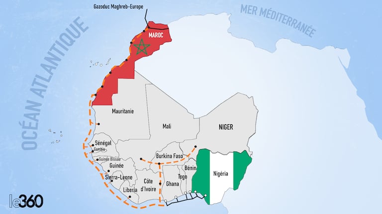 Tracé du gazoduc Africain-Atlantique
