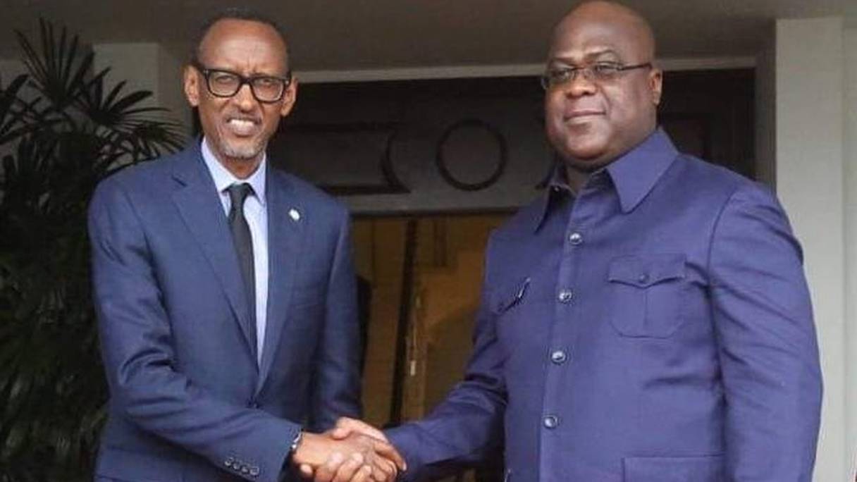 Les présidents Paul Kagame du Rwanda et Félix Tshisekedi de la RDC.