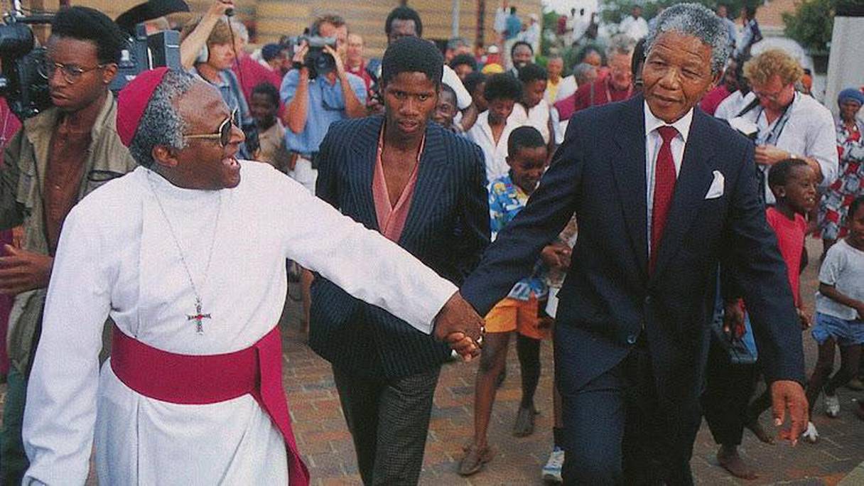 Mgr Desmond Tutu et l'ancien président Nelson Mandela.