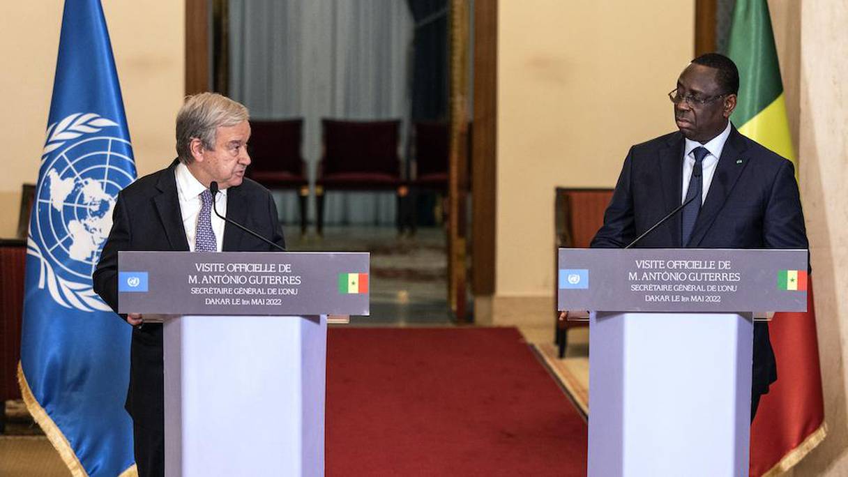 Antonio Guterres, SG de l'ONU et Macky Sall, président sénégalais.